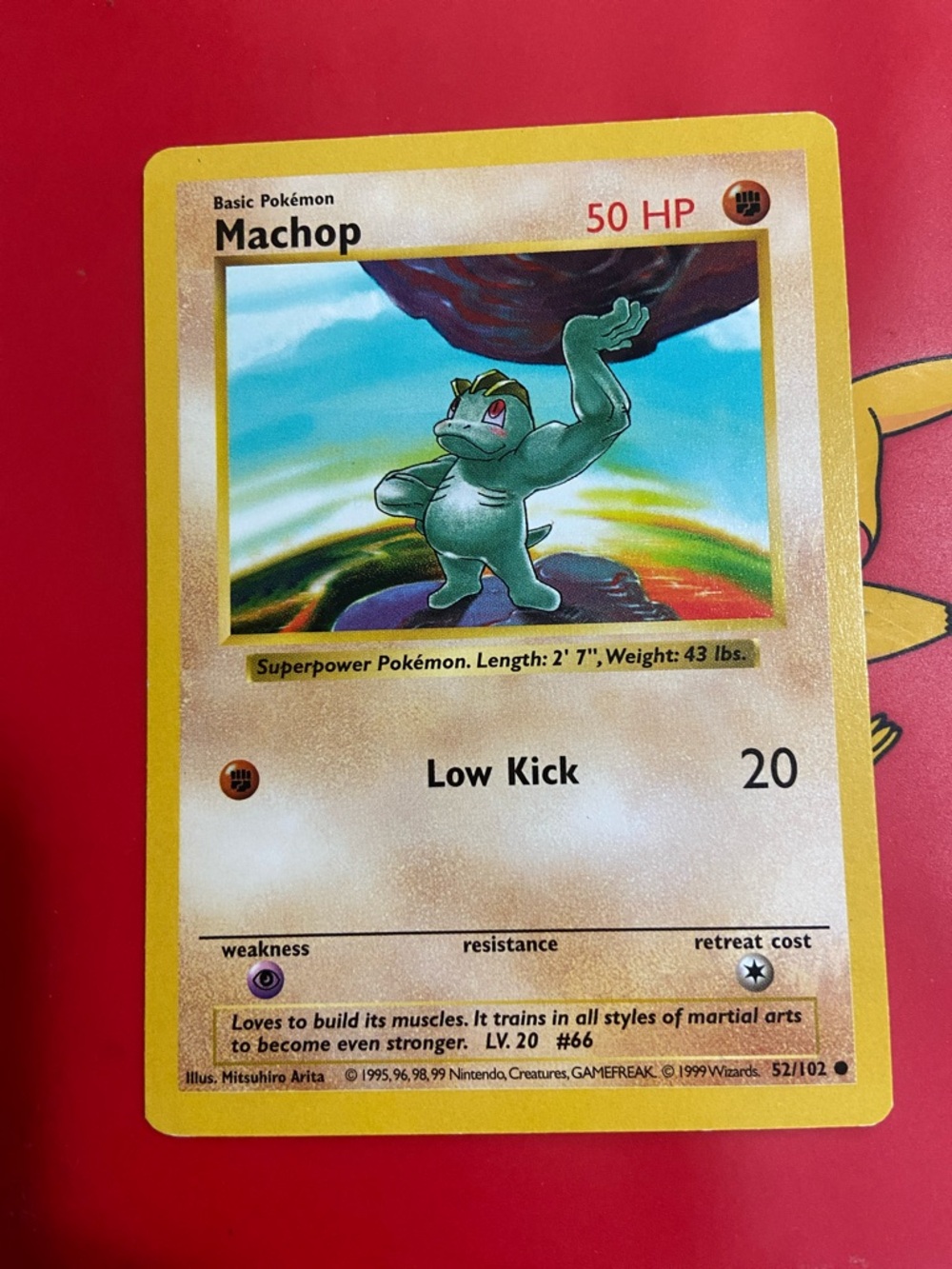 Pokemon Machop 52/102  Shadowless Base Set 1999 Vintage